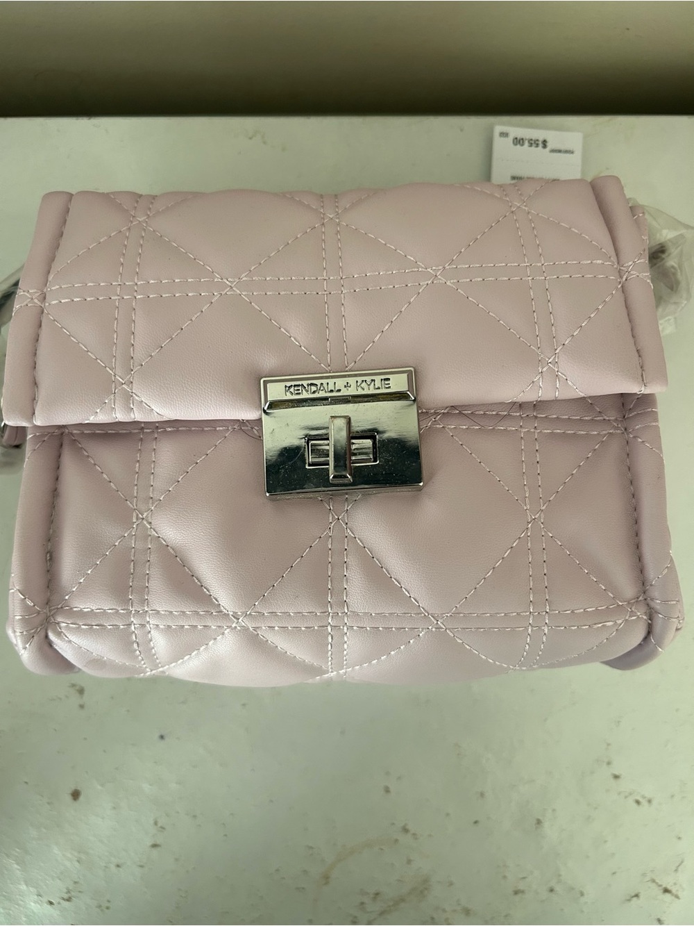 Kendall & Kylie Quilted Light Pink Turn-Lock Crossbody